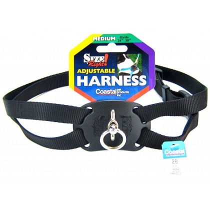 Coastal Pet Size Right Nylon Adjustable Harness - Black