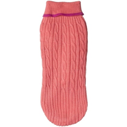 Fashion Pet Cable Knit Dog Sweater - Pink