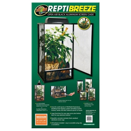 Zoo Med Reptibreeze Open Air Aluminum Screen Cage - Black