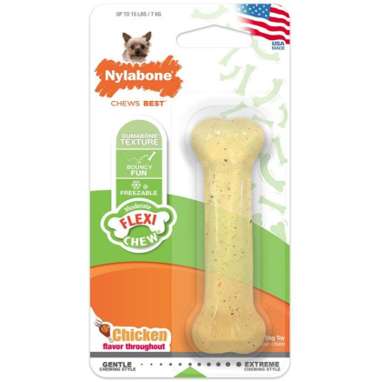 Nylabone Flexi Chew Dog Bone - Chicken Flavor